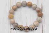 CGB5745 10mm, 12mm fossil coral beads with zircon ball charm bracelets