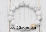 CGB5800 10mm, 12mm matte white howlite beads with zircon ball charm bracelets