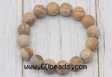 CGB5816 10mm, 12mm matte picture jasper beads with zircon ball charm bracelets