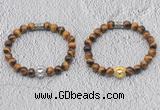 CGB6006 8mm round yellow tiger eye bracelet with lion head for men