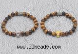 CGB6007 8mm round yellow tiger eye bracelet with leopard head for men