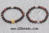 CGB6012 8mm round red tiger eye bracelet with lion head for men