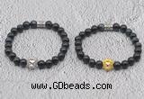 CGB6020 8mm round blue tiger eye bracelet with lion head for men