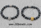 CGB6023 8mm round grade AA blue tiger eye bracelet with lion head for men