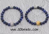 CGB6034 8mm round blue tiger eye bracelet with lion head for men