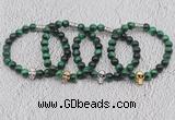 CGB6039 8mm round green tiger eye bracelet with skull for men