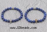 CGB6045 8mm round lapis lazuli bracelet with skull for men