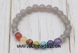 CGB6200 8mm round grey agate 7 chakra beaded mala stretchy bracelets