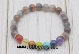 CGB6204 8mm Botswana agate 7 chakra beaded mala stretchy bracelets