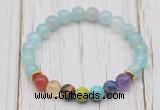 CGB6207 8mm sea blue banded agate 7 chakra beaded mala stretchy bracelets