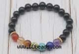 CGB6215 8mm black agate 7 chakra beaded mala stretchy bracelets