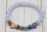 CGB6219 8mm blue lace agate 7 chakra beaded mala stretchy bracelets