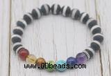 CGB6227 8mm matte Tibetan agate 7 chakra beaded mala stretchy bracelets