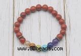 CGB6232 8mm red jasper 7 chakra beaded mala stretchy bracelets