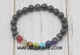 CGB6236 8mm coffee jasper 7 chakra beaded mala stretchy bracelets