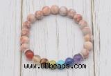 CGB6239 8mm red net jasper 7 chakra beaded mala stretchy bracelets