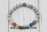 CGB6241 8mm greeting pine jasper 7 chakra beaded mala stretchy bracelets