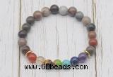 CGB6244 8mm wooden jasper 7 chakra beaded mala stretchy bracelets