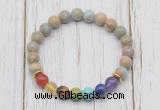 CGB6248 8mm serpentine jasper 7 chakra beaded mala stretchy bracelets