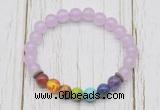 CGB6253 8mm candy jade 7 chakra beaded mala stretchy bracelets