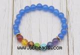 CGB6259 8mm candy jade 7 chakra beaded mala stretchy bracelets