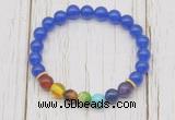 CGB6260 8mm candy jade 7 chakra beaded mala stretchy bracelets