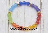 CGB6264 8mm 7 chakra mixed candy jade beaded mala stretchy bracelets