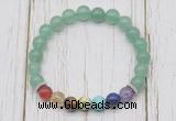 CGB6268 8mm green aventurine 7 chakra beaded mala stretchy bracelets