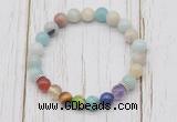 CGB6270 8mm amazonite 7 chakra beaded mala stretchy bracelets