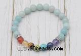 CGB6271 8mm amazonite 7 chakra beaded mala stretchy bracelets