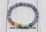 CGB6277 8mm blue spot stone 7 chakra beaded mala stretchy bracelets