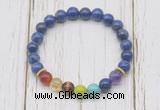 CGB6280 8mm lapis lazuli 7 chakra beaded mala stretchy bracelets