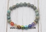 CGB6282 8mm African turquoise 7 chakra beaded mala stretchy bracelets