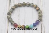 CGB6284 8mm rhyolite 7 chakra beaded mala stretchy bracelets