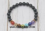 CGB6294 8mm golden obsidian 7 chakra beaded mala stretchy bracelets