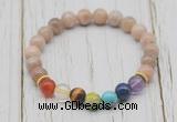 CGB6317 8mm sunstone 7 chakra beaded mala stretchy bracelets