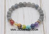 CGB6324 8mm labradorite 7 chakra beaded mala stretchy bracelets