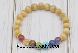 CGB6329 8mm golden tiger eye 7 chakra beaded mala stretchy bracelets