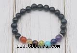 CGB6333 8mm blue tiger eye 7 chakra beaded mala stretchy bracelets