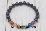 CGB6336 8mm purple tiger eye 7 chakra beaded mala stretchy bracelets