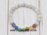 CGB6350 8mm white crazy lace agate 7 chakra beaded mala stretchy bracelets