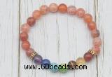 CGB6353 8mm fire agate 7 chakra beaded mala stretchy bracelets