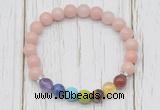 CGB6378 8mm Chinese pink opal 7 chakra beaded mala stretchy bracelets