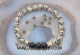 CGB6410 8mm round dalmatian jasper & black lava beaded bracelets