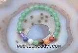 CGB6429 8mm round green aventurine 7 chakra beads bracelet wholesale