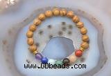 CGB6433 8mm round wooden jasper 7 chakra beads bracelet wholesale