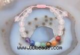 CGB6442 8mm round rose quartz 7 chakra beads adjustable bracelets