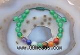 CGB6444 8mm round green agate 7 chakra beads adjustable bracelets