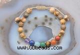 CGB6447 8mm round picture jasper 7 chakra beads adjustable bracelets