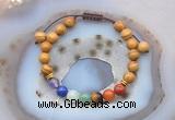 CGB6448 8mm round wooden jasper 7 chakra beads adjustable bracelets